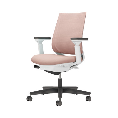 チェア ミトラ2黒脚ロー可動肘M本体白桃色U