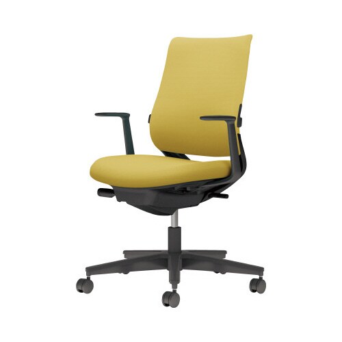 チェア ミトラ2黒脚ローL字肘RF本体黒黄W