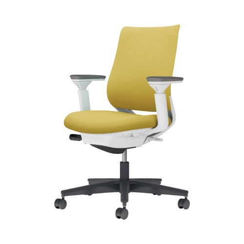 チェア ミトラ2黒脚ロー可動肘F本体白黄U