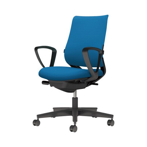 チェア ミトラ2黒脚ローサークル肘RF本体黒青U