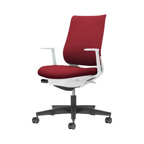 チェア ミトラ2黒脚ローL字肘F本体白赤W