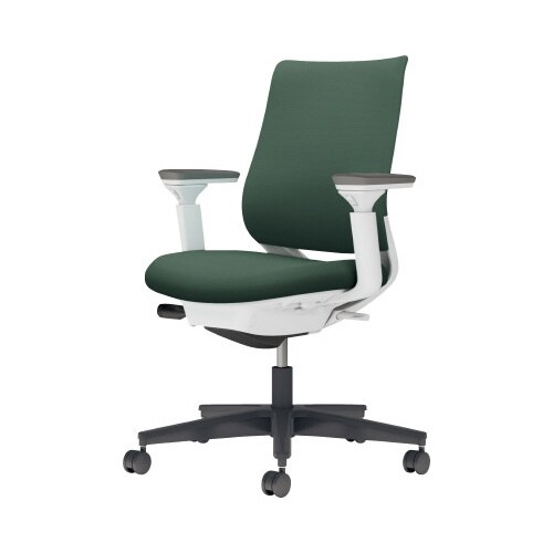 チェア ミトラ2黒脚ロー可動肘F本体白濃緑U