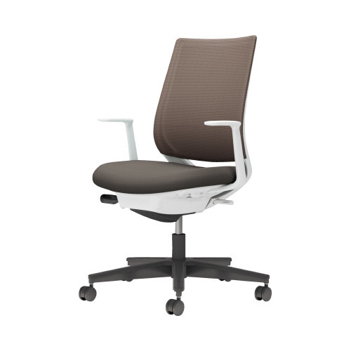 チェア ミトラ2黒脚ローL字肘M本体白灰色U