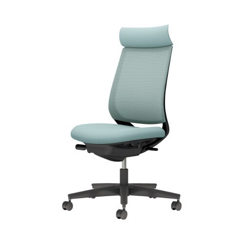 チェア ミトラ2黒脚ハイ肘無M本体黒水色W