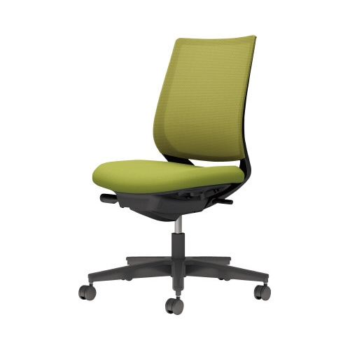 チェア ミトラ2黒脚ロー肘無M本体黒黄緑W
