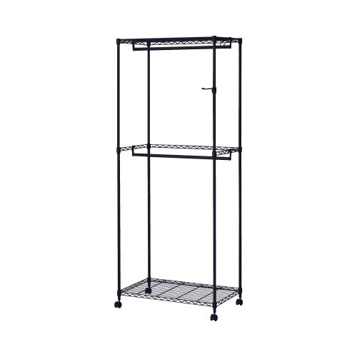 カラーメタルラック 2段ワードローブ ブラック