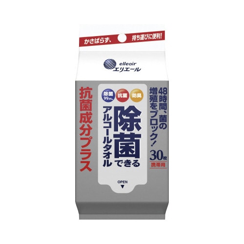 除菌できるアルコールタオル抗菌成分プラス携帯36個