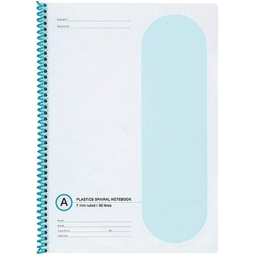プラスチックスパイラルノート6号40枚青×5