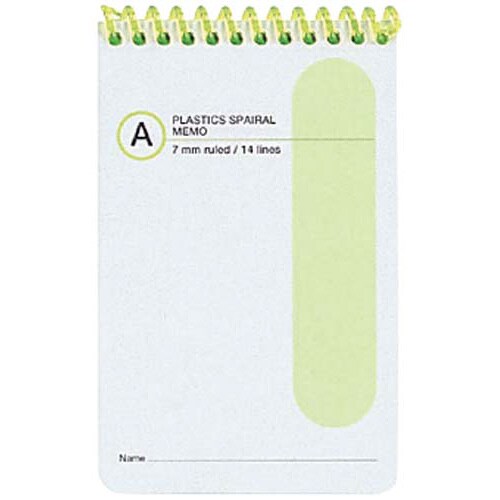 プラスチックスパイラルノートA7A罫60枚緑×5