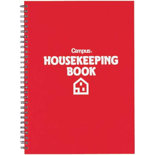 家計簿B5 64枚クリヤーポケット2枚付赤×5