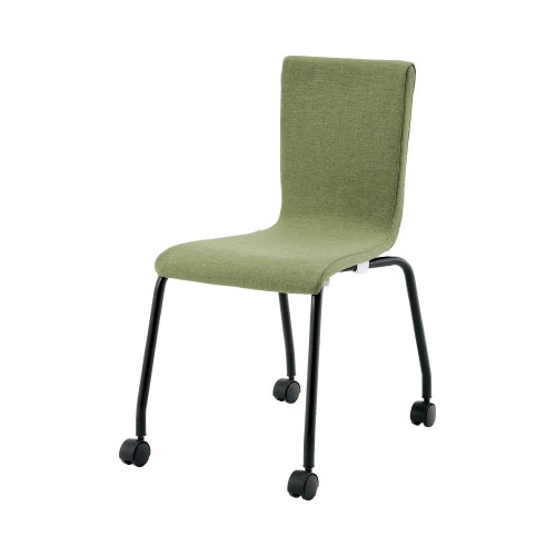 ファブリックキャスターチェア ブラック脚 グリーン