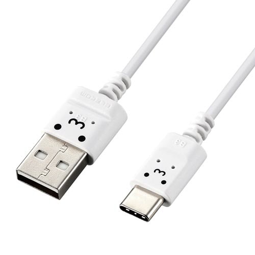 USB−Cケーブル スリム 1m ホワイト顔