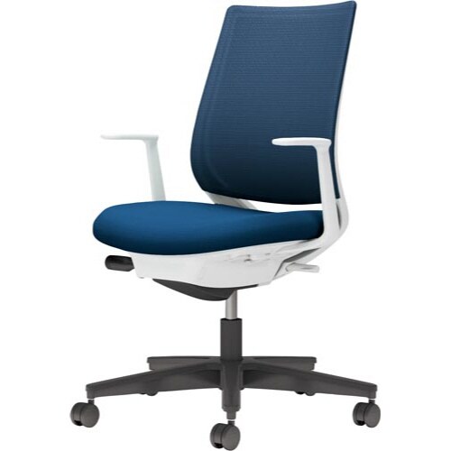 ミトラ2 メッシュ白フレ黒脚L型肘ネイビー