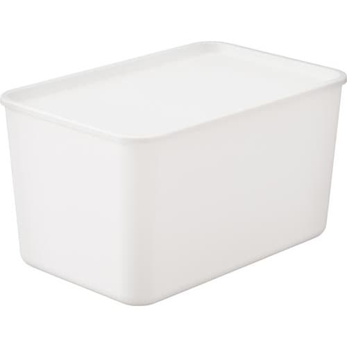 積み重ねられるふた付き収納ボックス Lホワイト