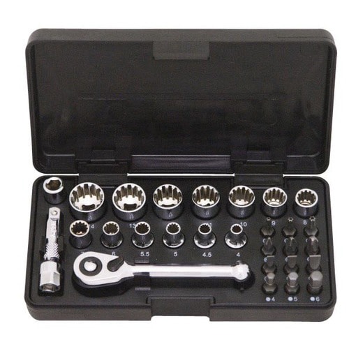 1/4DRスプラインソケット&ビットセット28点組