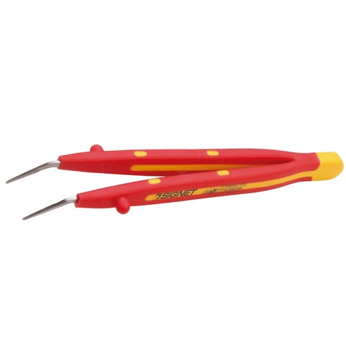 絶縁ピンセット158mm先曲45°