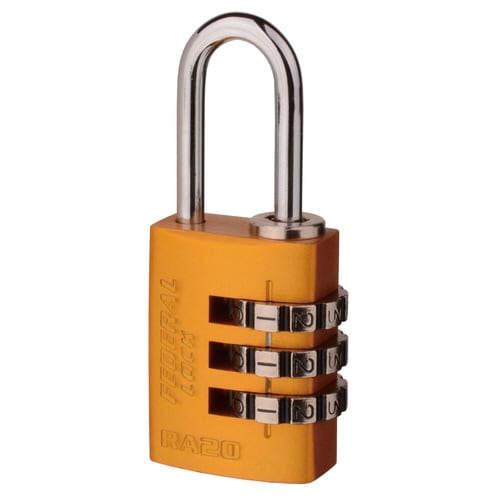 ダイヤル式アルミ南京錠20mmイエロー
