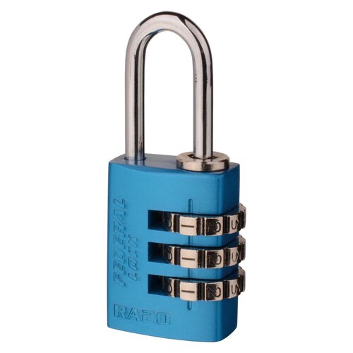 ダイヤル式アルミ南京錠20mmブルー
