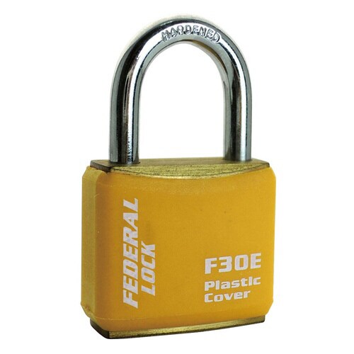 南京錠ボディーカバー付30mmイエロー