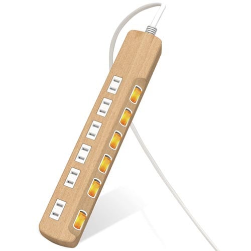電源タップ 3m 2P 6個口 オーク材