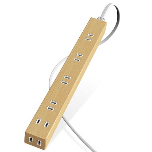 電源タップ 2m 6個口 2P オーク材