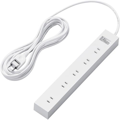 電源タップ 2P 10個口 5m 雷サージ 白