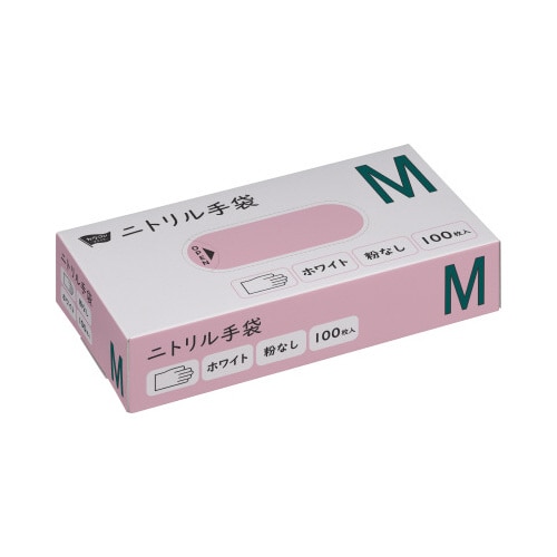 ニトリル手袋 粉無 ホワイト M 100枚×30