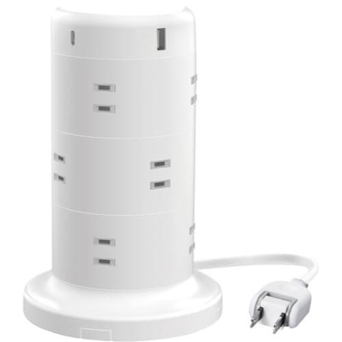 タワー型タップ 12個口 A・Cポート ホワイト