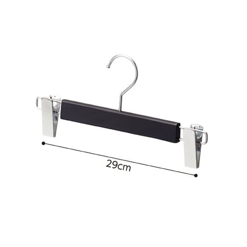 木製ボトムハンガー 黒 外型クリップ付き