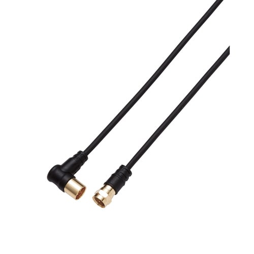 アンテナケーブル 2C L型―Fネジ式 1m 黒