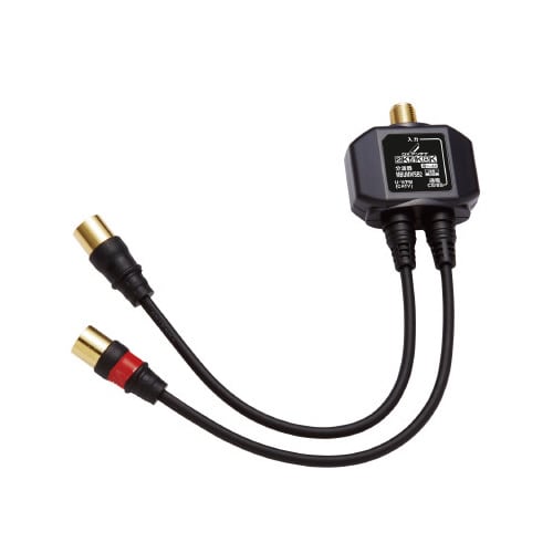 分波器 出力はネジ式のF型プラグ