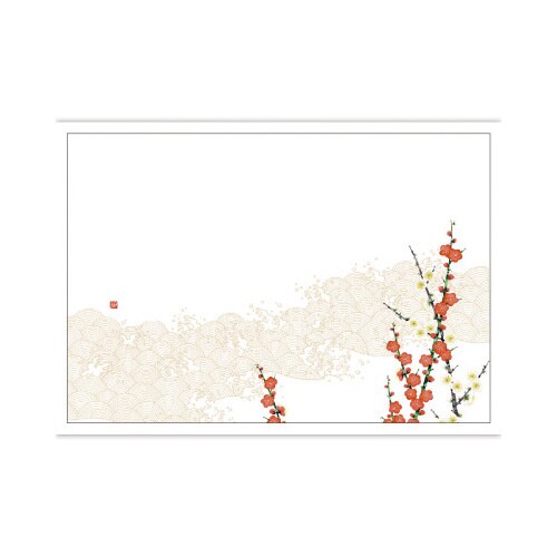 テーブルマット 尺3 梅 波柄