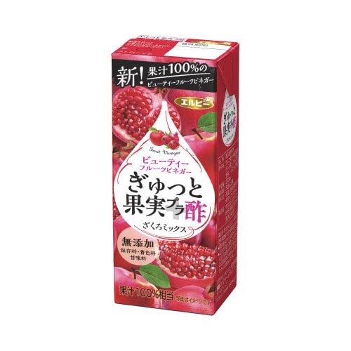 ぎゅっと果実+酢ざくろミックス200ml24本
