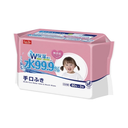 水99.9% 手口ふきW 80枚入×3個パック