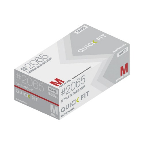 ニトリルグローブクイックF粉無ホワイト250枚 M