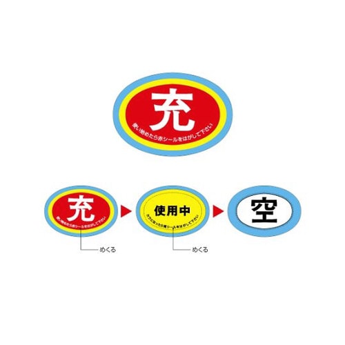 ボンベ保管票 使用中表示 隋円型 322−06