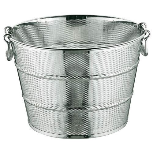 パンチング平底深型揚げざる 横補強付42cm