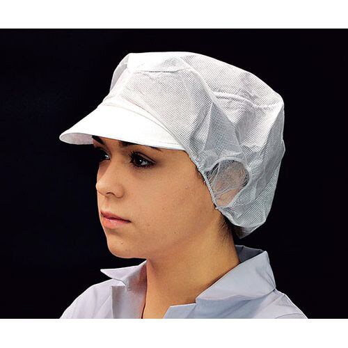 帯電帽 つば付 M ホワイト 20枚入