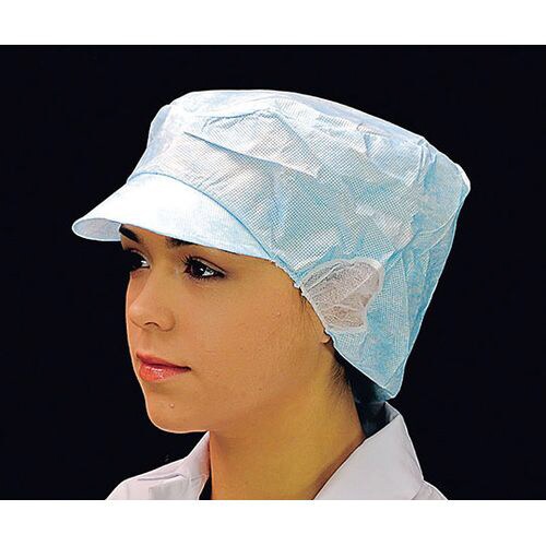 帯電帽 つば付 LL ブルー 20枚入