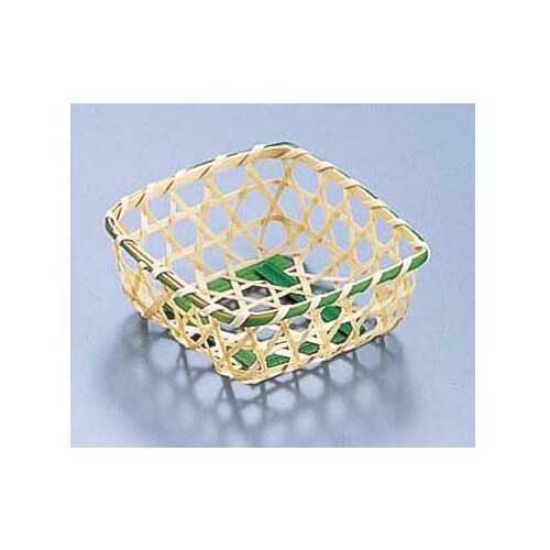 竹製 珍味籠(10個入)ミニ角8 緑 3088