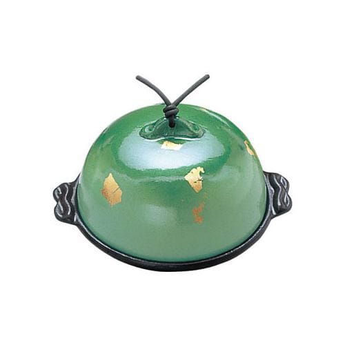 アルミ高瀬陶板鍋 金彩・緑 中 15cm