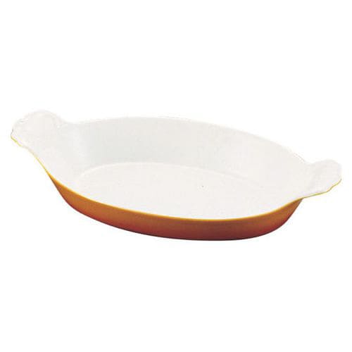 シェーンバルド オーバルグラタン皿 茶 手付28B