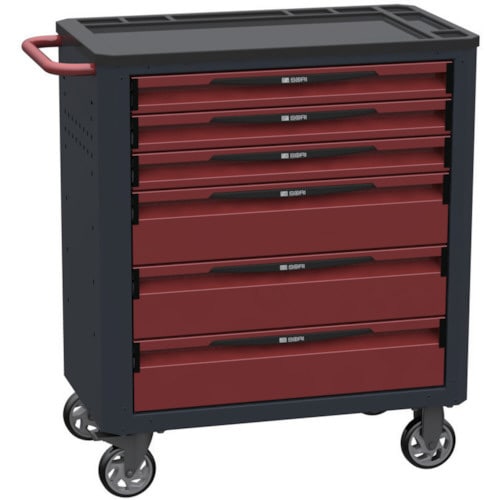 キャビネットワゴン 8000 6段 赤