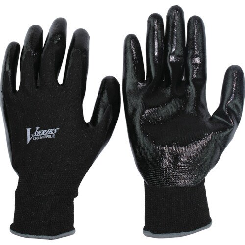 ニトリル背抜き手袋 ブラック LL