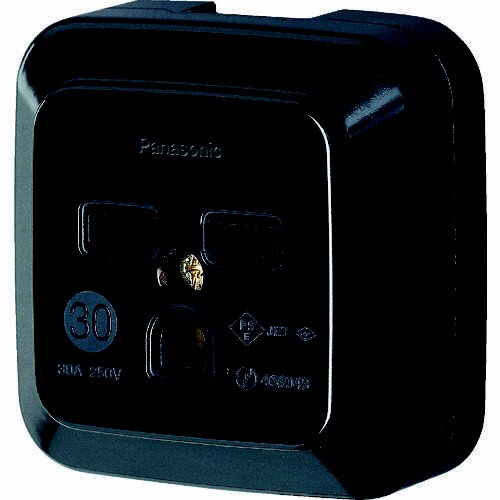 接地2P30A角型コンセント薄型 ブラック