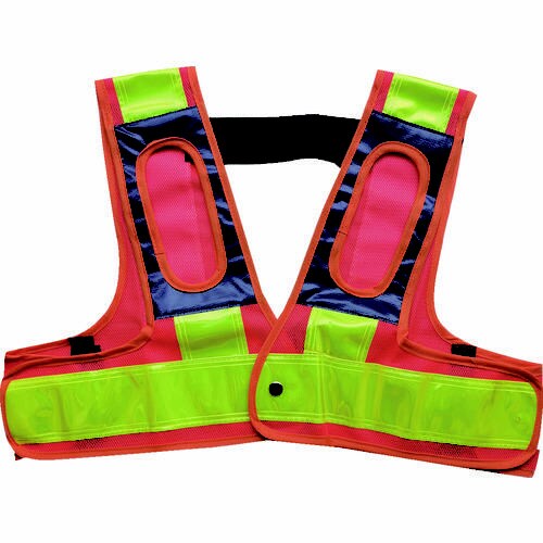 フルハーネス用安全ベスト「装着できるんです」橙/黄