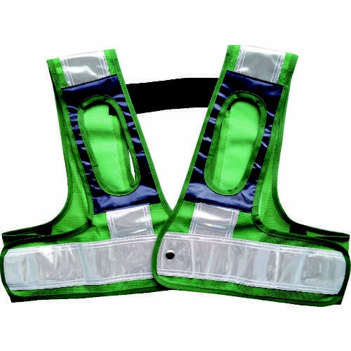 フルハーネス用安全ベスト「装着できるんです」緑/白