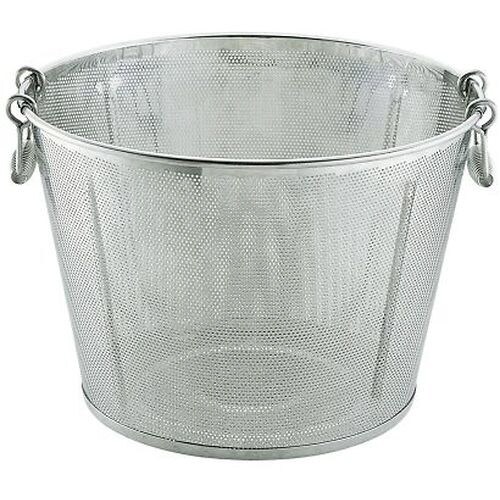 パンチング平底深型揚げざる 縦ビード補強入48cm