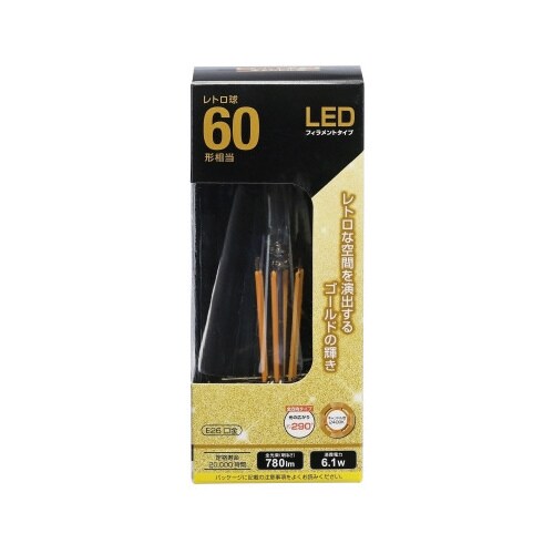 LEDレトロ球 6W E26 キャンドル色 24個