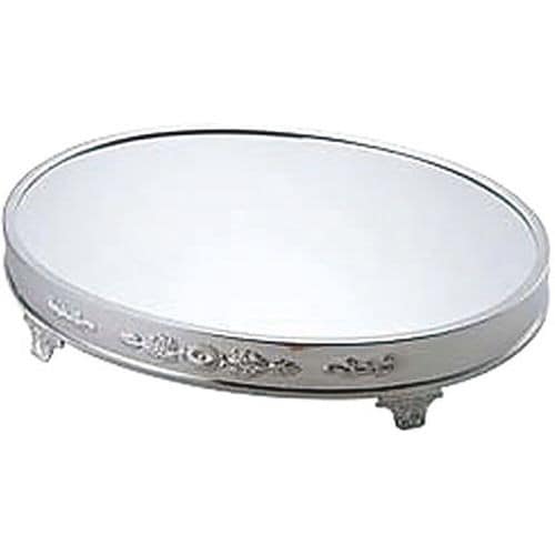 小判ミラープレート足付22インチ黒アクリル製菊